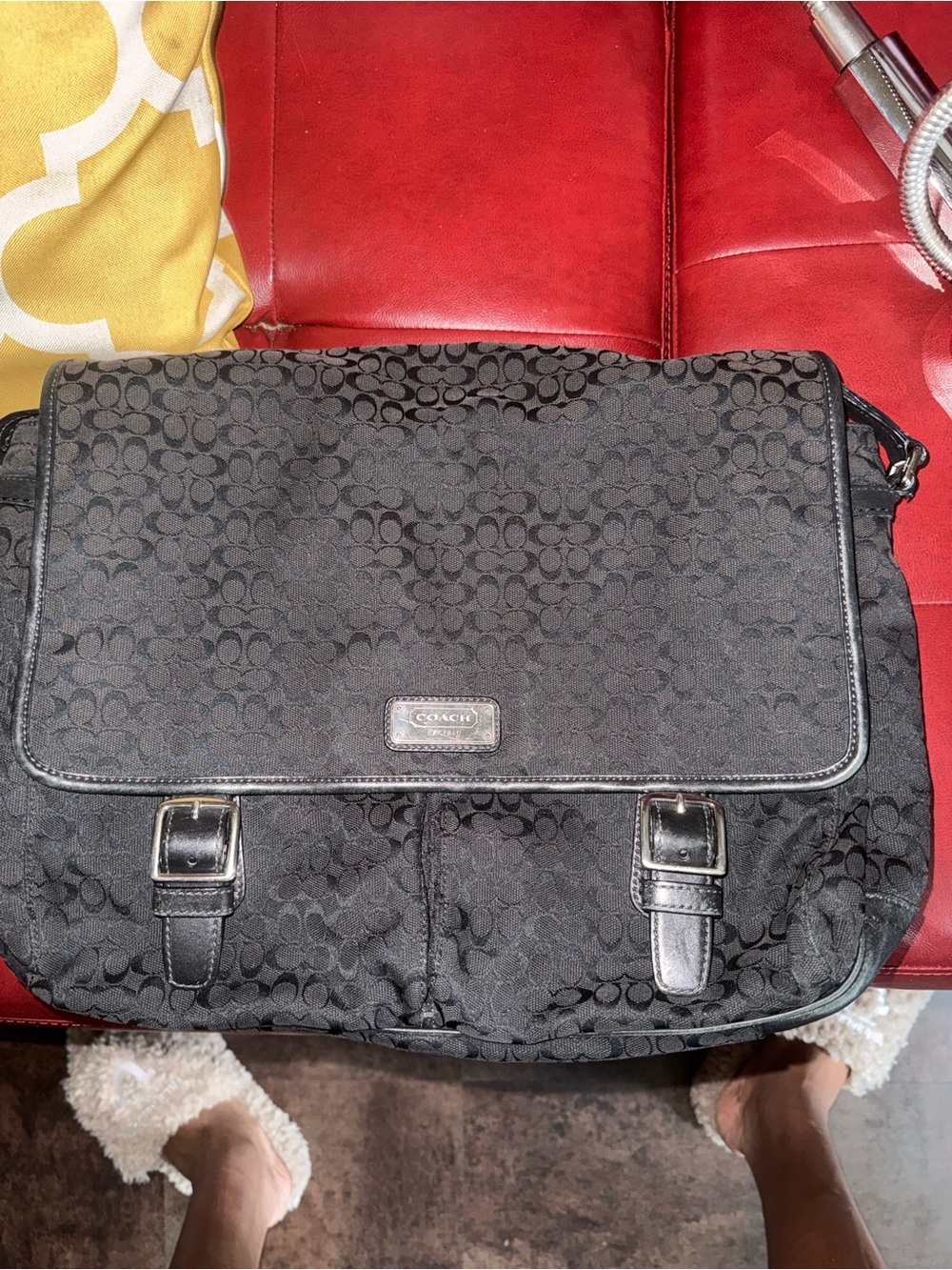 Coach Black Signature Jacquard Messenger Bag